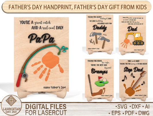 Father’s Day Handprint Sign SVG for Glowforge Laser Cut Files