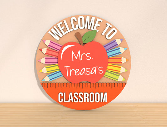 Teacher Apple Door Sign SVG Bundle Laser Cut File for Glowforge and xTool