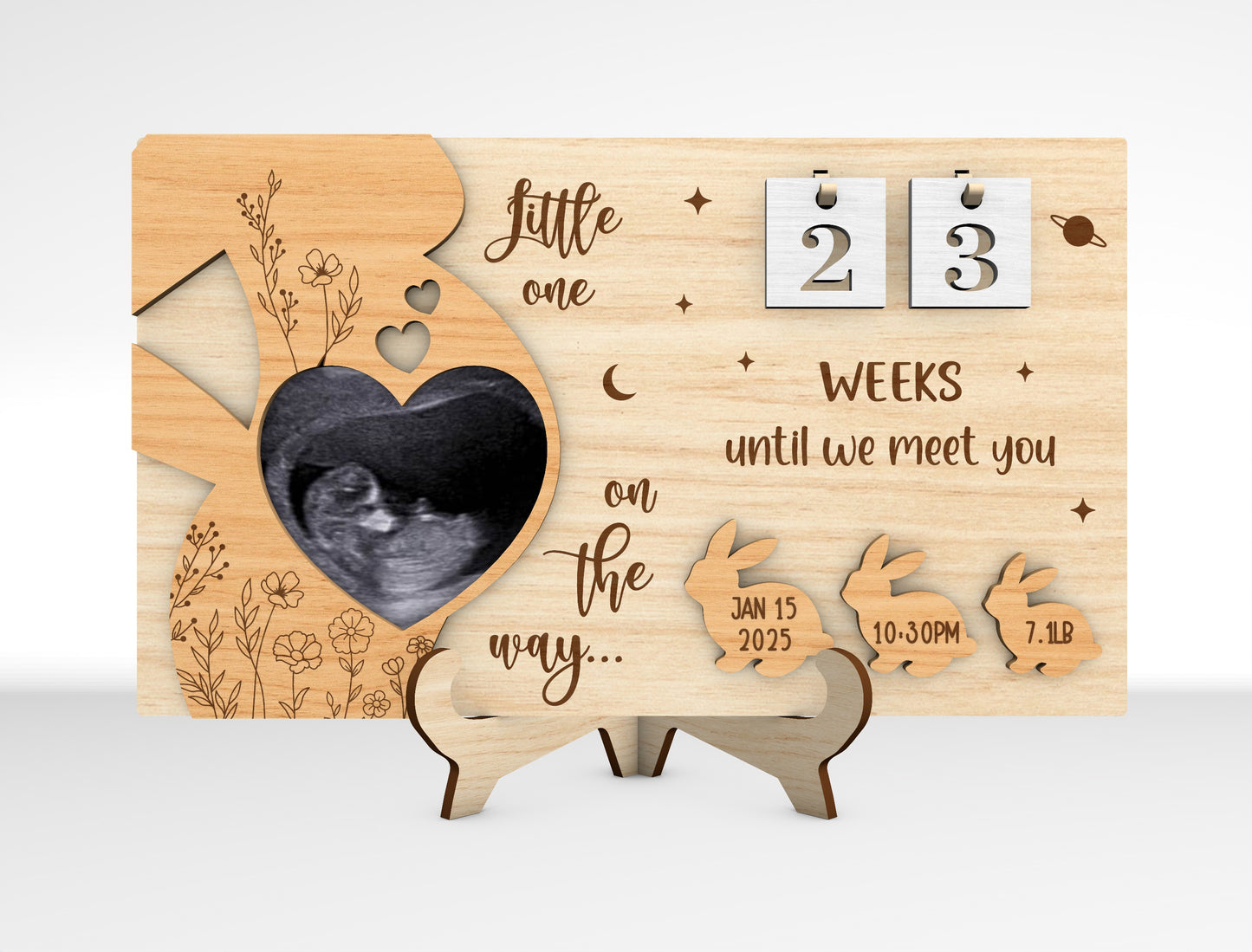 Pregnancy Countdown Ultrasound Sign SVG Laser Cut File for Glowforge and xTool