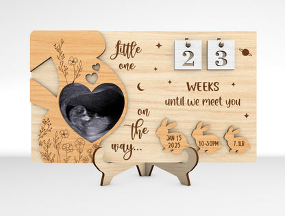 Pregnancy Countdown Ultrasound Sign SVG Laser Cut File for Glowforge and xTool