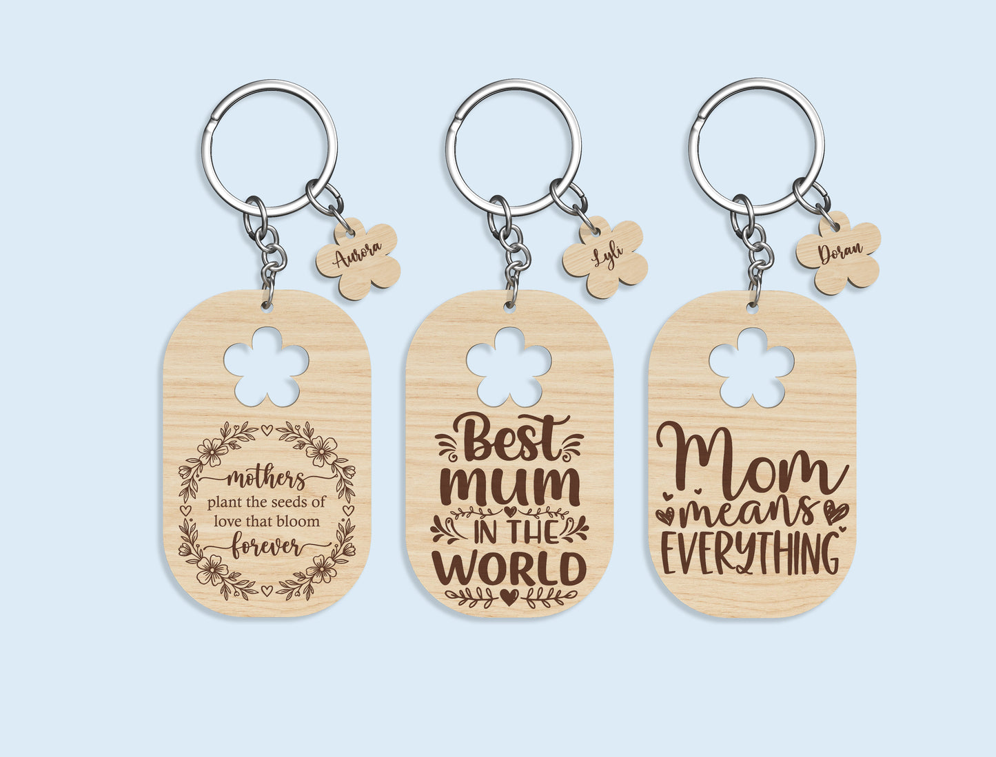 Mother's Day Mom Keychain SVG Bundle 18 Designs for LightBurn and xTool