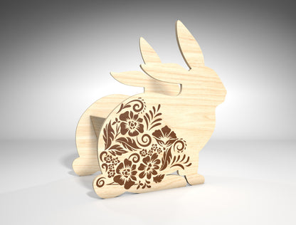 Easter Bunny Basket SVG Wooden Hollow Bunny Candy for LightBurn and xTool