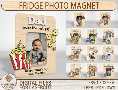 Funny Dad Fridge Photo Magnet SVG Bundle Laser Cut File for Glowforge and xTool
