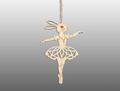 Easter Bunny Ballerina Ornament SVG 23 Easter Tree Designs for LightBurn