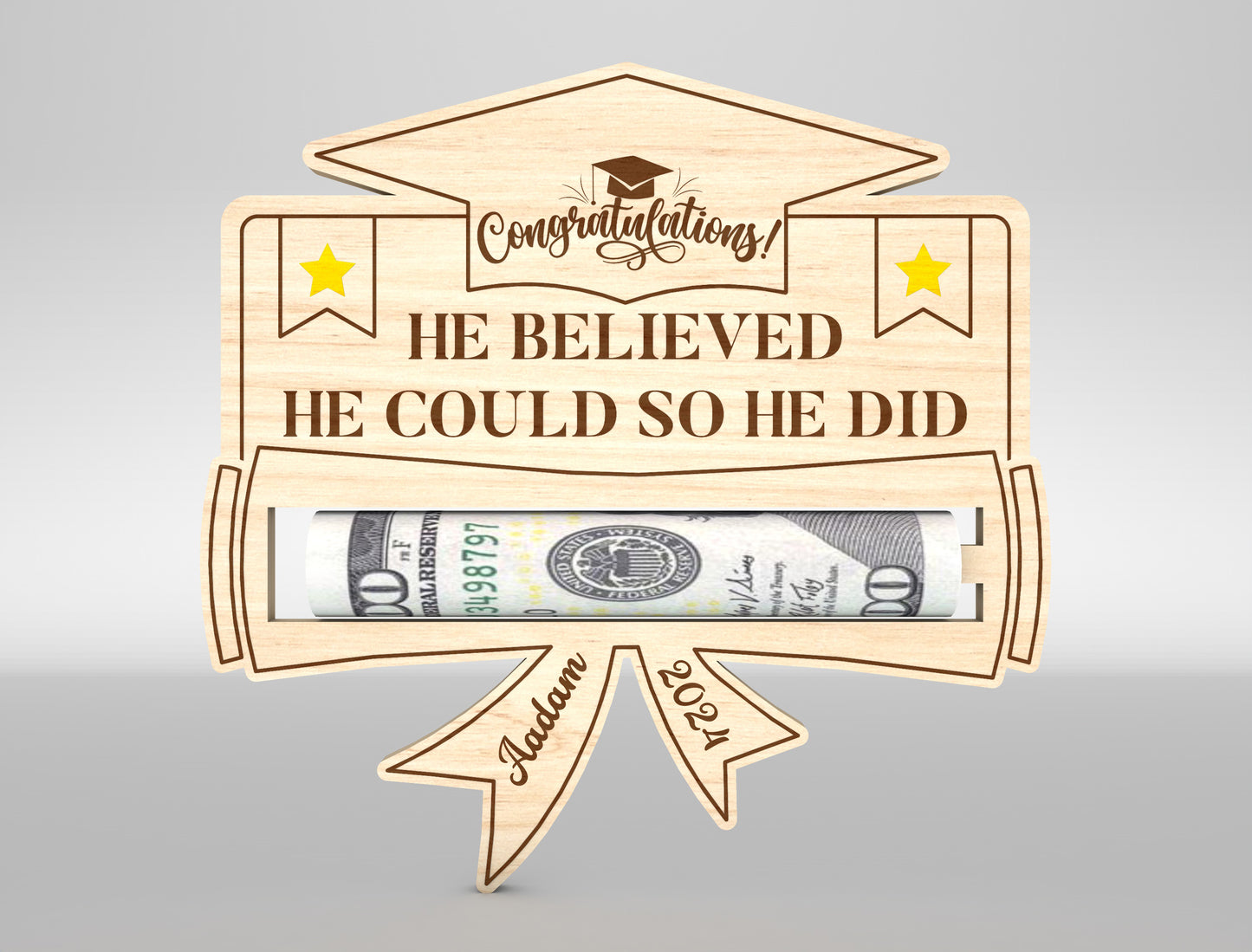 Graduation Money Holder SVG Laser Cut File for LightBurn and xTool