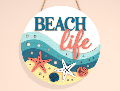 “Beach Life” Door Sign SVG Laser Cut File for xTool and Glowforge