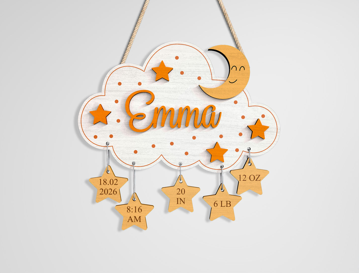 Woodland Baby Name Sign SVG File for Glowforge and xTool