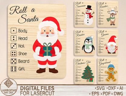 Christmas Roll-a-Game Dice Activity Laser Cut File | Ready to Cut | Glowforge, xTool, LightBurn, etc. My Store