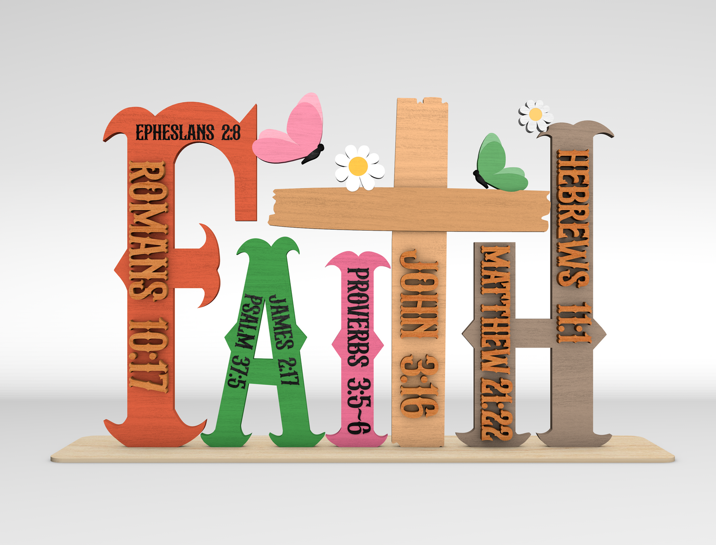FAITH Christian Bible Verse Tabletop Sign SVG for Glowforge and xTool