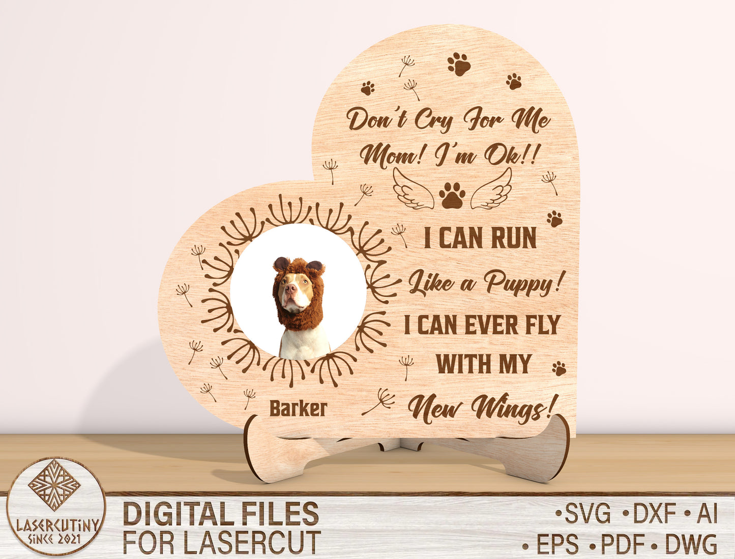 Pet Memorial Photo Frame SVG Bundle Laser Cut File