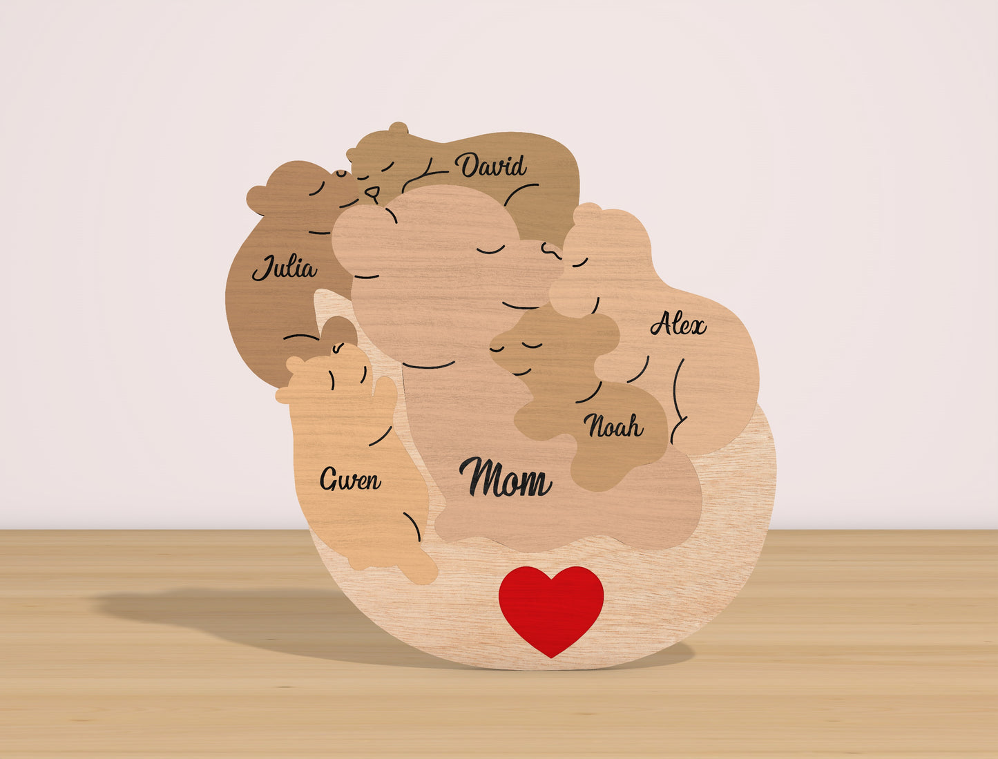 Personalized Mama Bear Puzzle Sign SVG Bundle for LightBurn and xTool