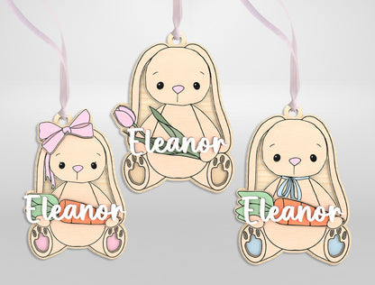 Personalized Easter Basket Tags SVG Bunny Carrot Name 9 Designs for Glowforge