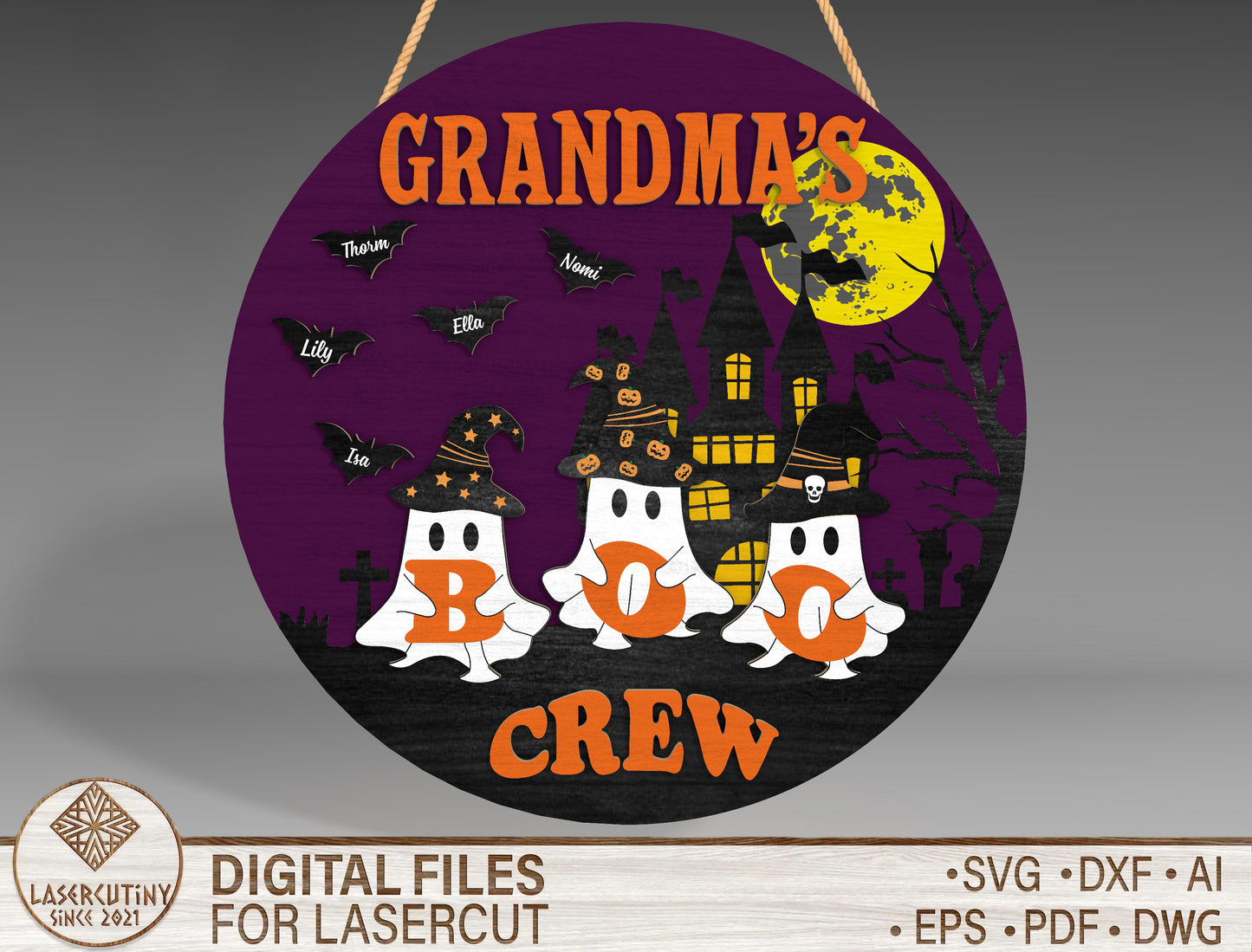 Halloween Grandma Ghost Family Sign SVG for xTool Glowforge
