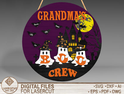Halloween Grandma Ghost Family Sign SVG for xTool Glowforge