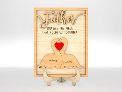 Personalized Father Dinosaur Puzzle Frame SVG for Glowforge