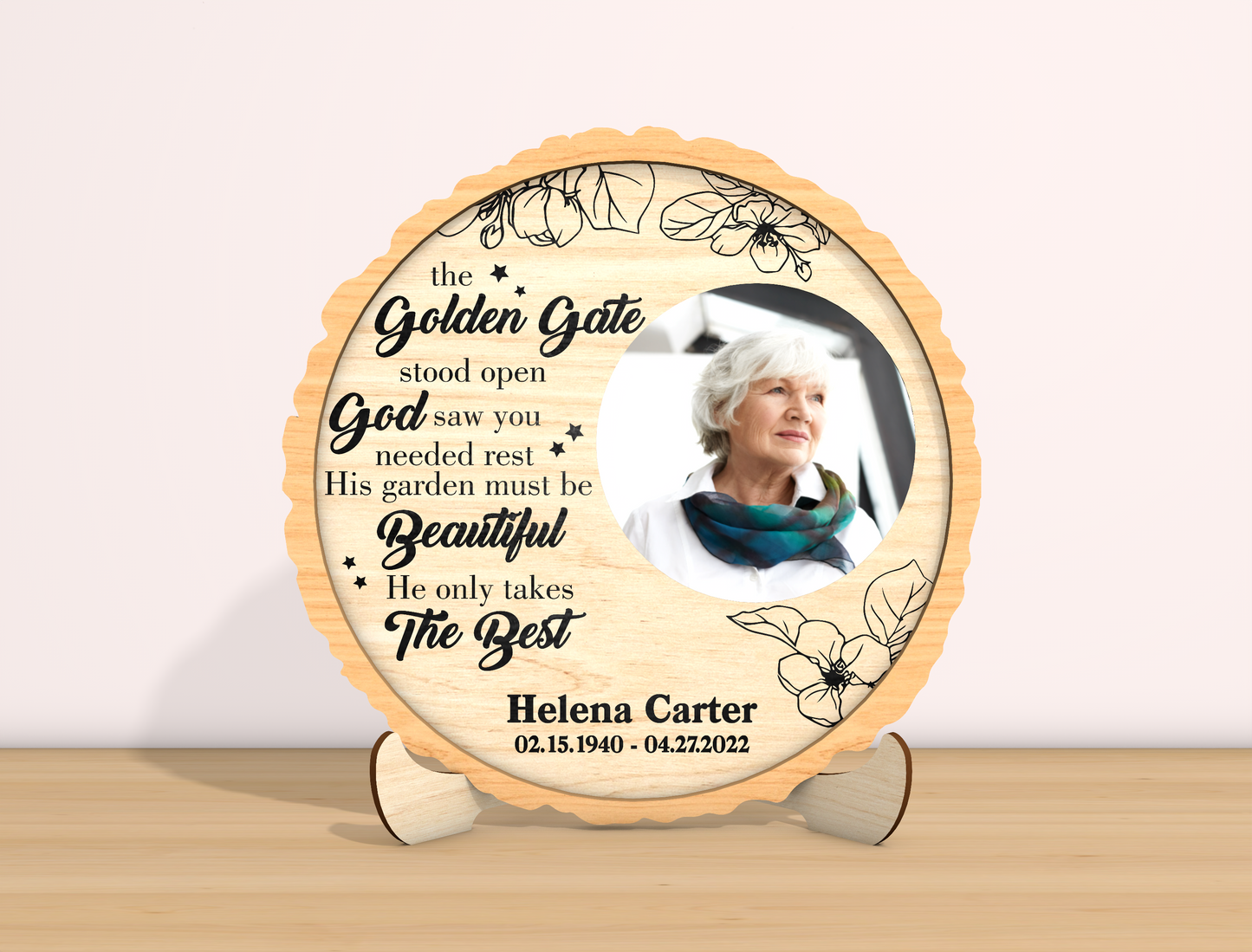 Memorial Round Photo Sign SVG Laser Cut File for Glowforge