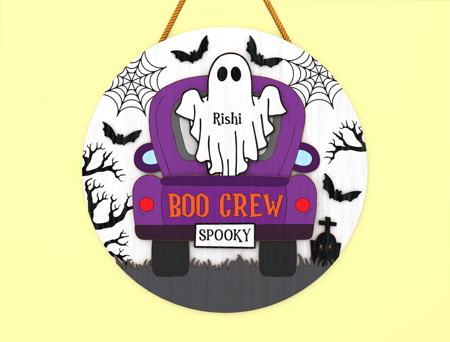 Personalized Ghost Family Door Hanger SVG for Glowforge xTool LightBurn