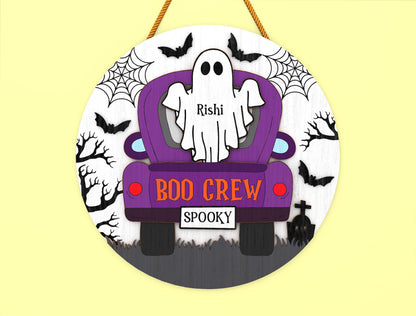 Personalized Ghost Family Door Hanger SVG for Glowforge xTool LightBurn