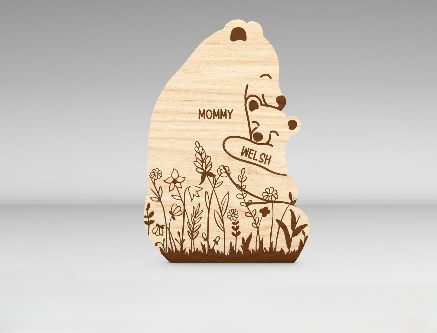 Custom Name Bear Family Tree Sign SVG for xTool and Glowforge