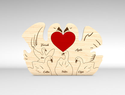 Personalized Family Swan Puzzle SVG for Glowforge and LightBurn