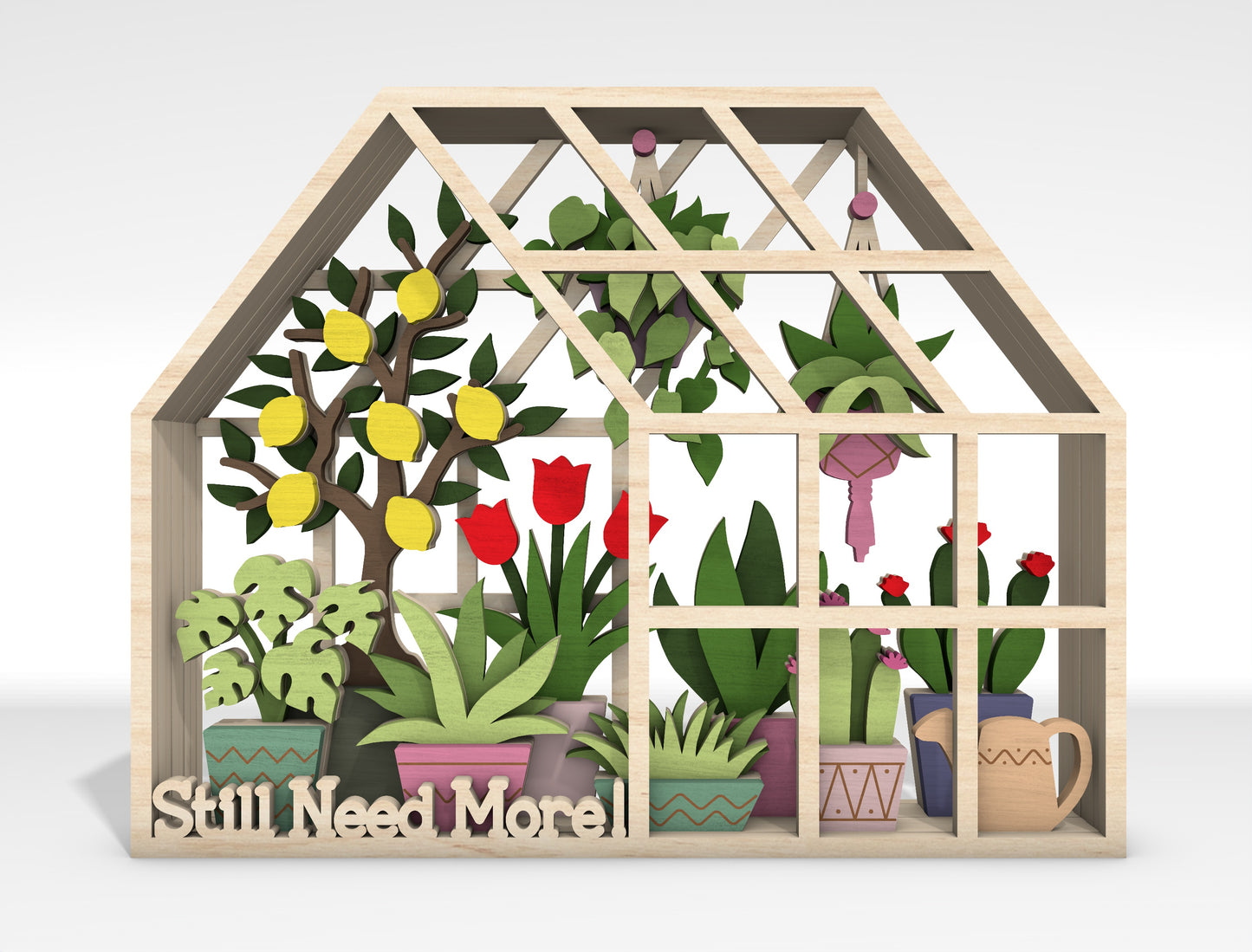 Multilayer Greenhouse Plant SVG Laser Cut File for Glowforge and LightBurn