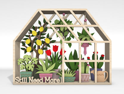 Multilayer Greenhouse Plant SVG Laser Cut File for Glowforge and LightBurn