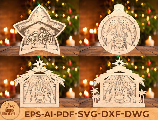 Nativity Scene Christmas Tabletop Decor Laser Cut File | Ready to Cut | Glowforge, xTool, LightBurn, etc.