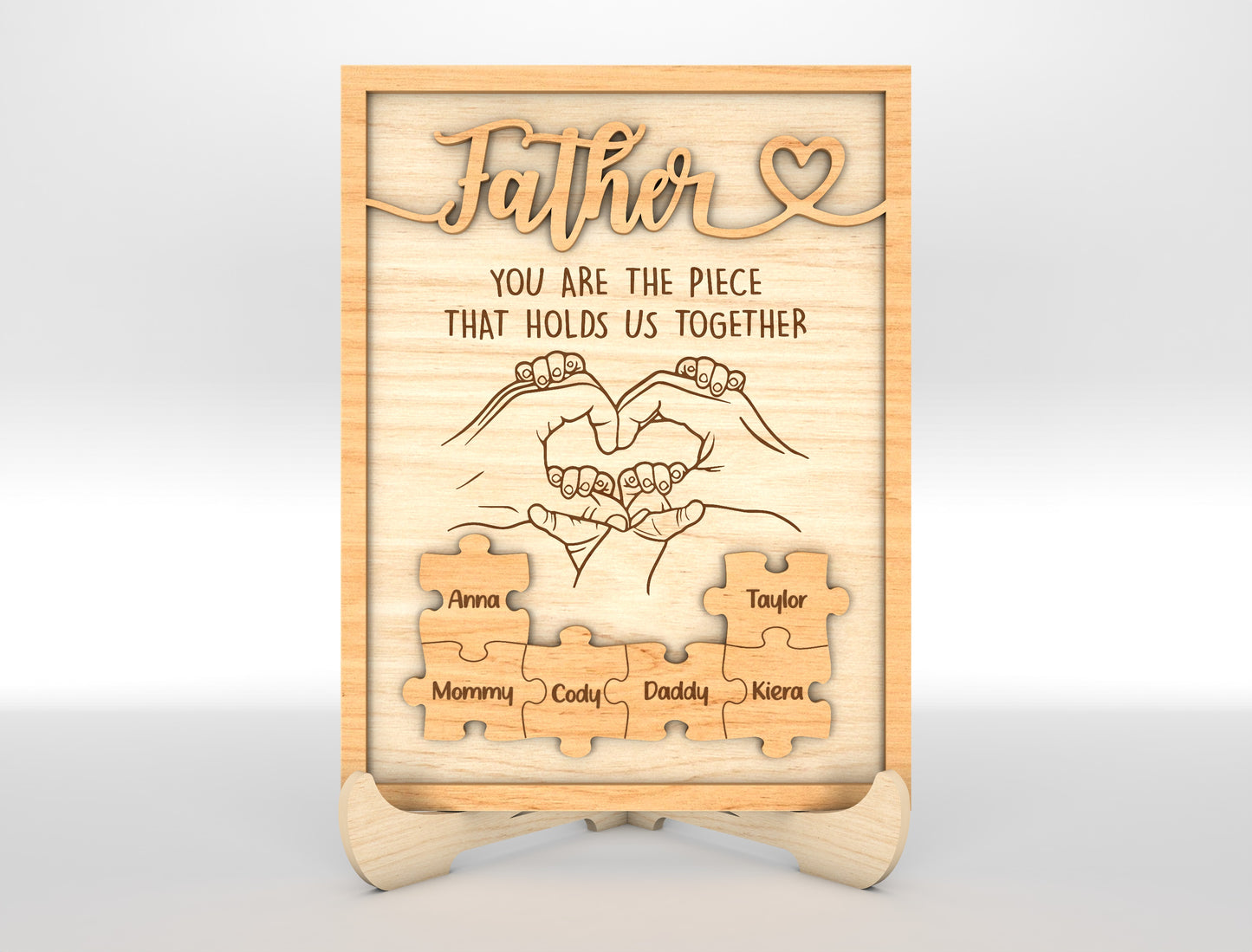Personalized Dad Puzzle Hands SVG Laser Cut File for Glowforge