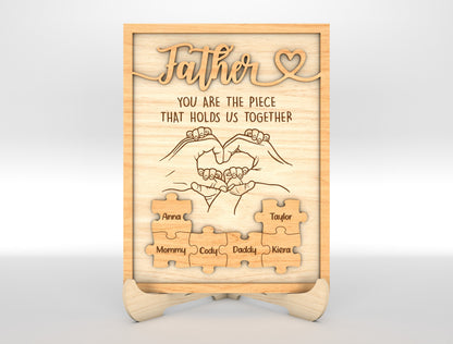 Personalized Dad Puzzle Hands SVG Laser Cut File for Glowforge