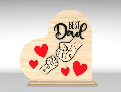 Personalized Best Dad Fist Bump Sign SVG Laser Cut File for Glowforge and xTool