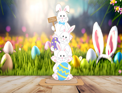 Easter Bunny Standing Sign SVG Cute Spring Decor for LightBurn and xTool