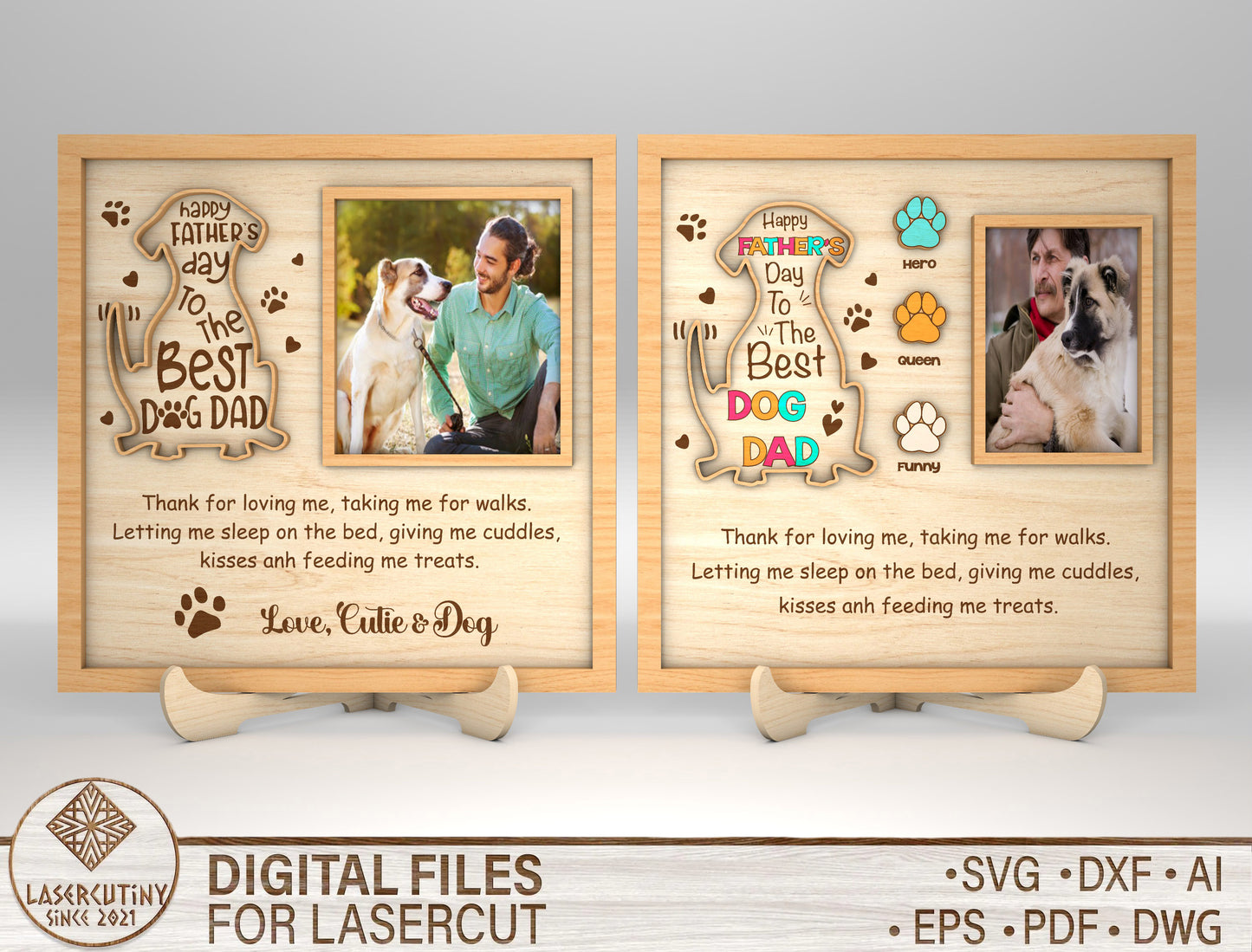 Best Dog Dad Ever Photo Frame SVG Laser Cut File for Glowforge and xTool