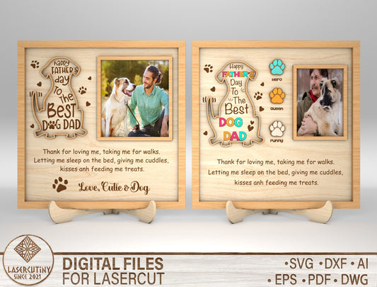 Best Dog Dad Ever Photo Frame SVG Laser Cut File for Glowforge and xTool