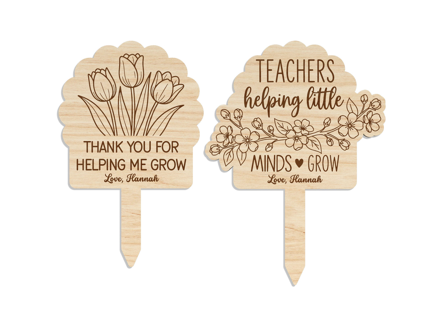 Teacher Mom Plant Marker SVG Bundle Thank You Grow Quote Laser Cut File for Glowforge and xTool