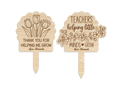 Teacher Mom Plant Marker SVG Bundle Thank You Grow Quote Laser Cut File for Glowforge and xTool