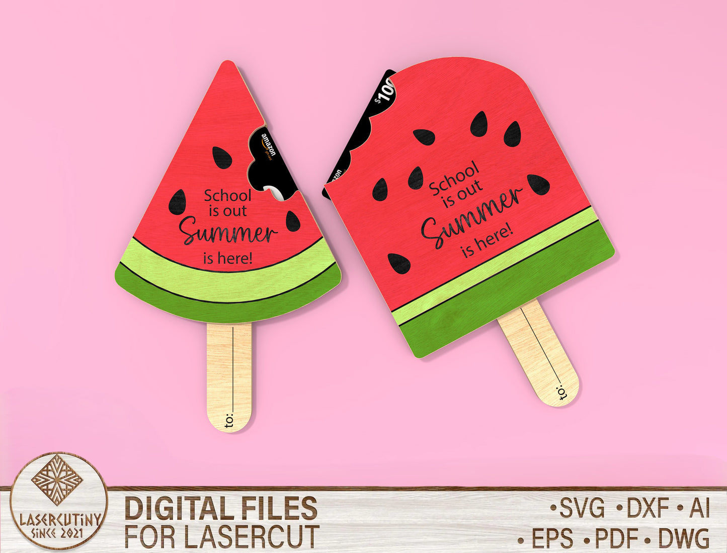 Watermelon Popsicle Gift Card Holder Laser Cut File for Glowforge and LightBurn