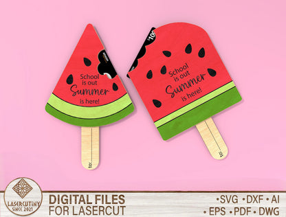 Watermelon Popsicle Gift Card Holder Laser Cut File for Glowforge and LightBurn