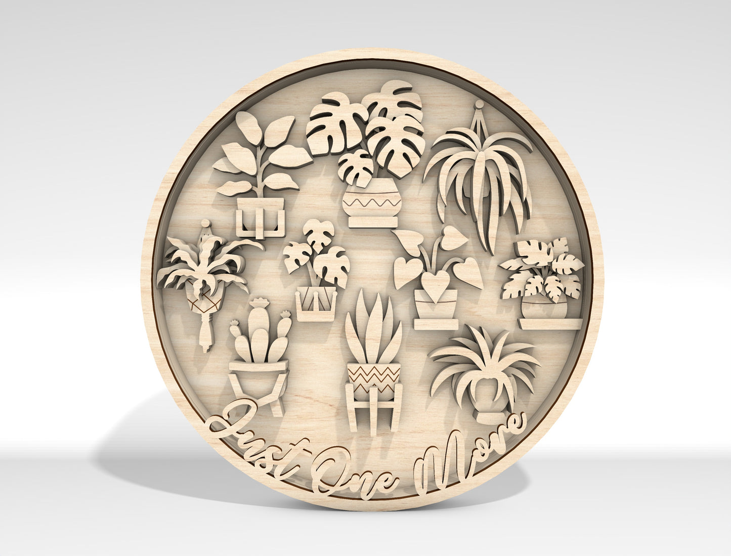 Multilayer Plant SVG Round Sign Laser Cut File for Glowforge and LightBurn