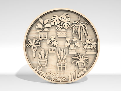 Multilayer Plant SVG Round Sign Laser Cut File for Glowforge and LightBurn