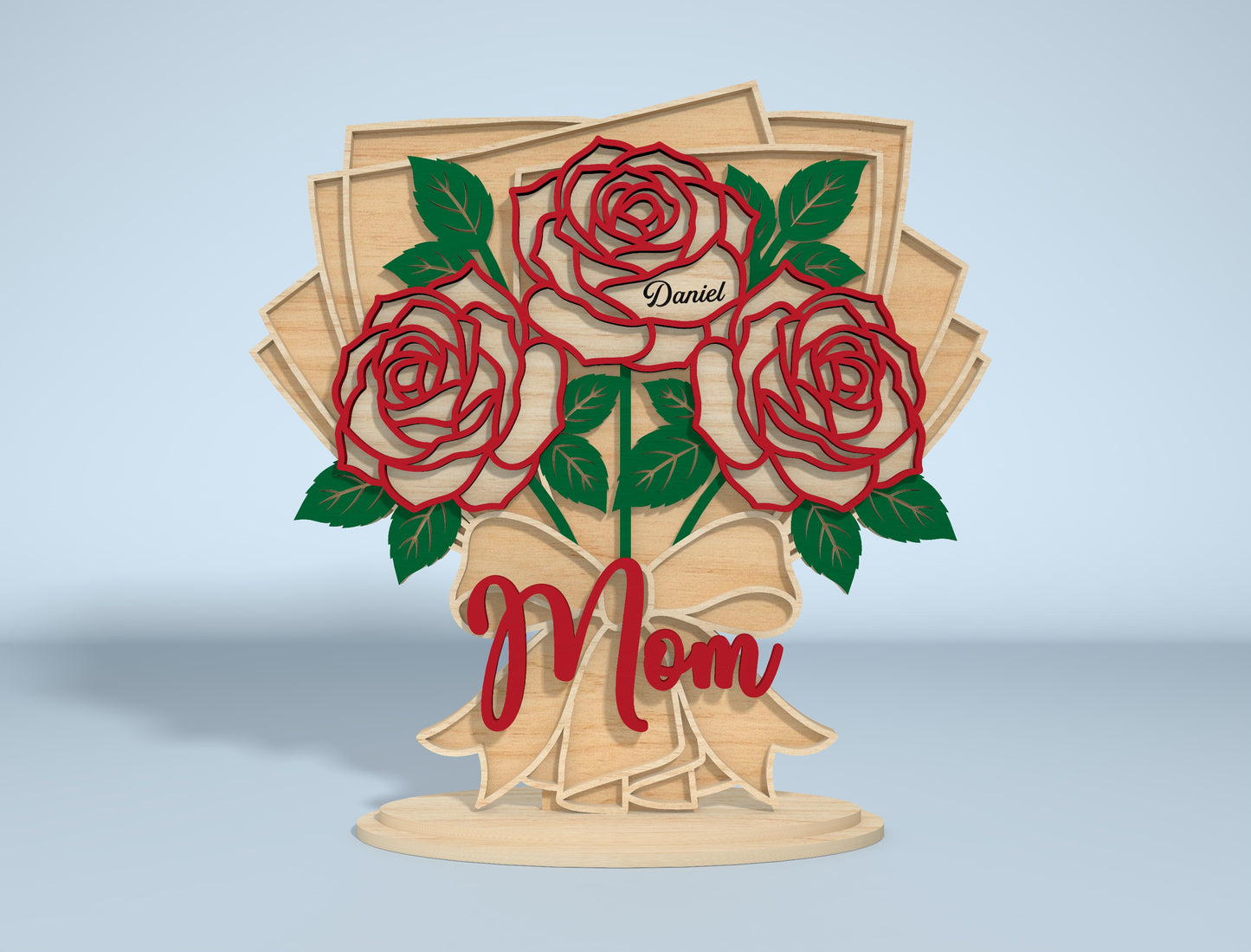 Personalized Rose Bouquet Stand Sign SVG for xTool and LightBurn