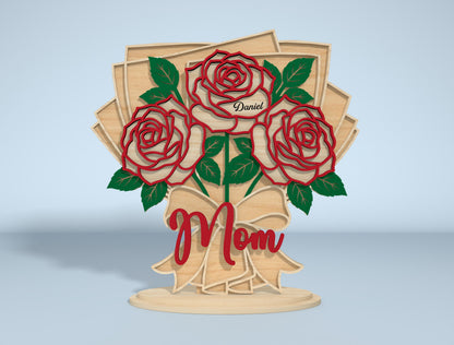 Personalized Rose Bouquet Stand Sign SVG for xTool and LightBurn