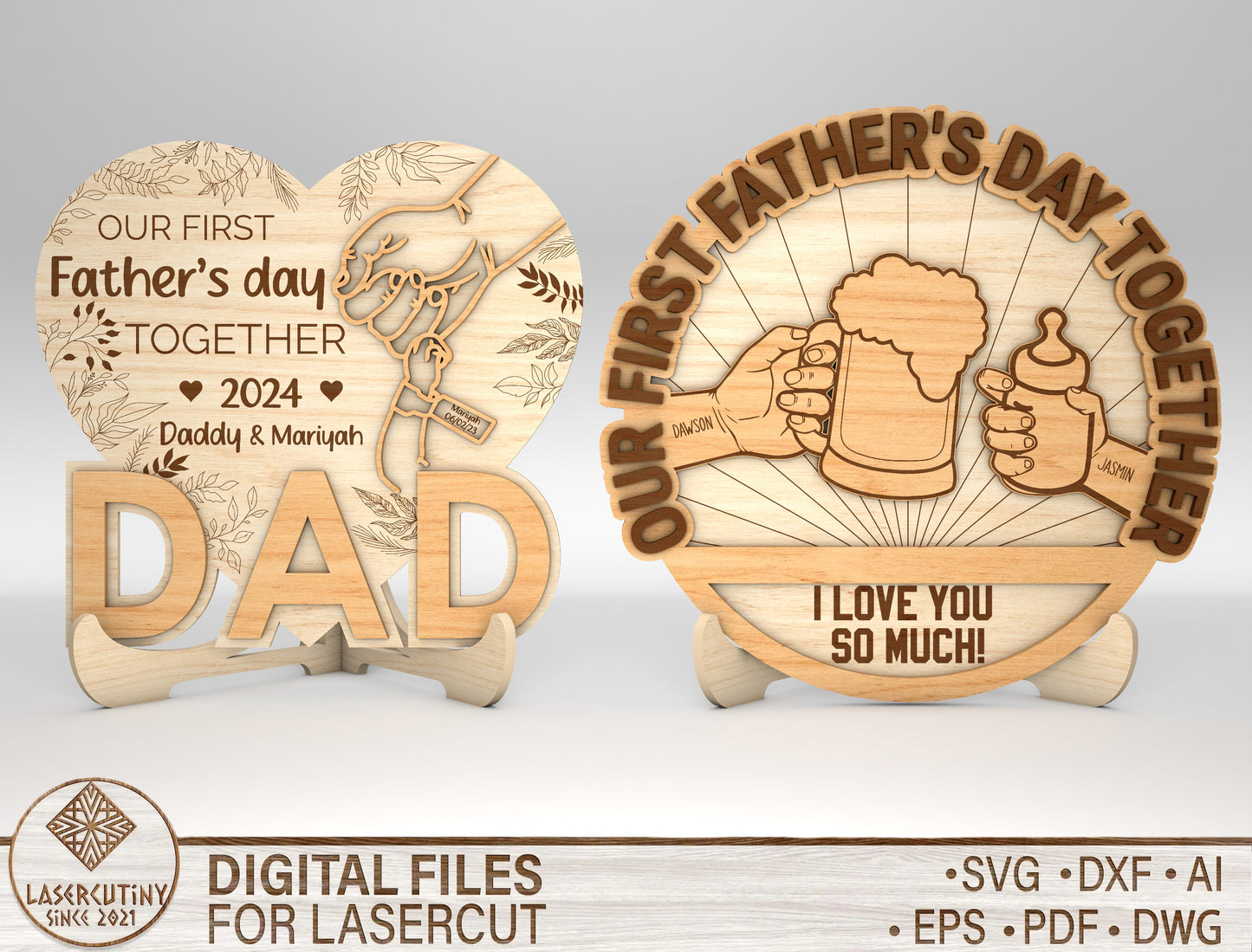 Father's Day Dad Love Sign SVG Laser Cut File for xTool and Glowforge