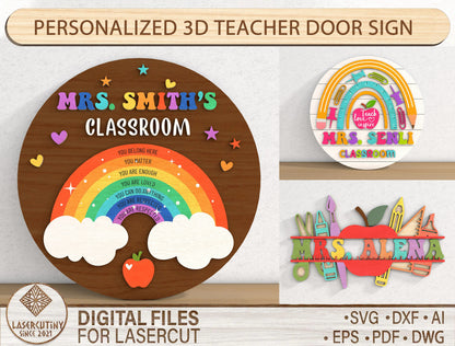 Personalized Classroom Door Sign SVG for Glowforge and LightBurn