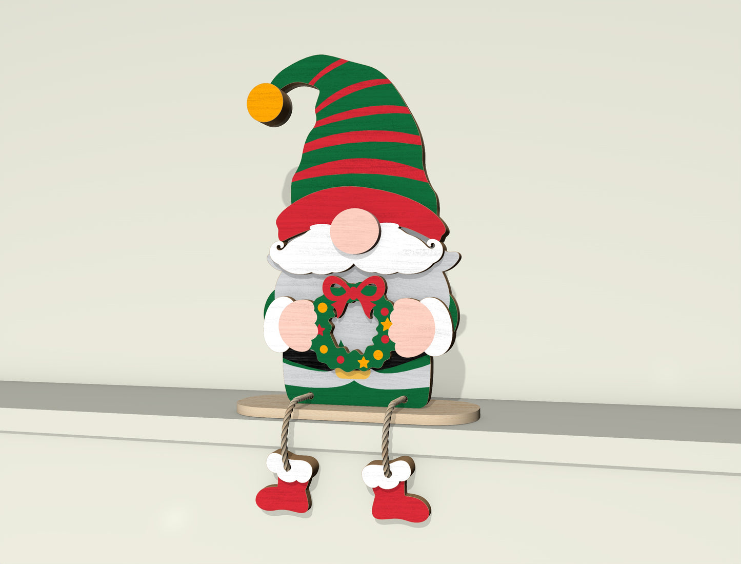Christmas Gnome Shelf Sitter Laser Cut File | Ready to Cut | Glowforge, xTool, LightBurn, etc.