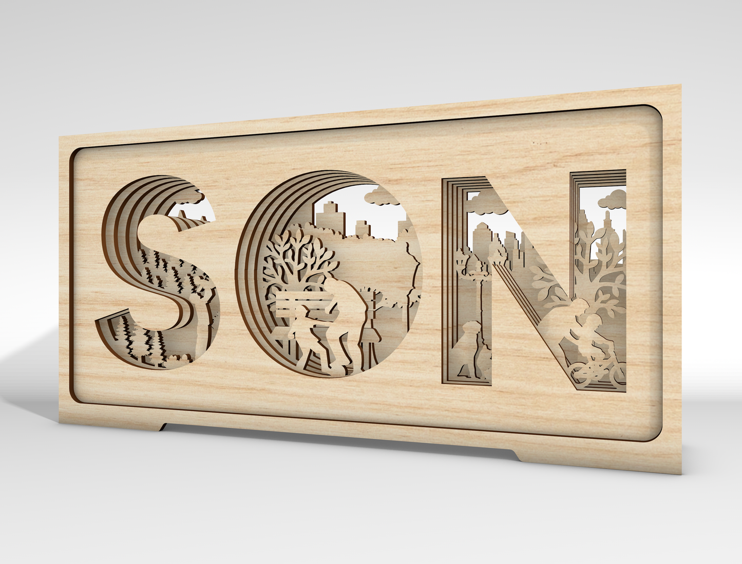 Son Layered Letter Sign SVG Laser Cut File for Glowforge and xTool