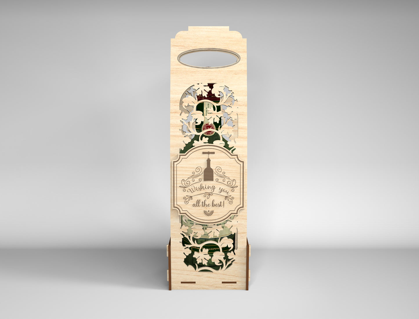 Wooden Wine Bottle Gift Box Bundle SVG Laser Cut File for xTool and Glowforge