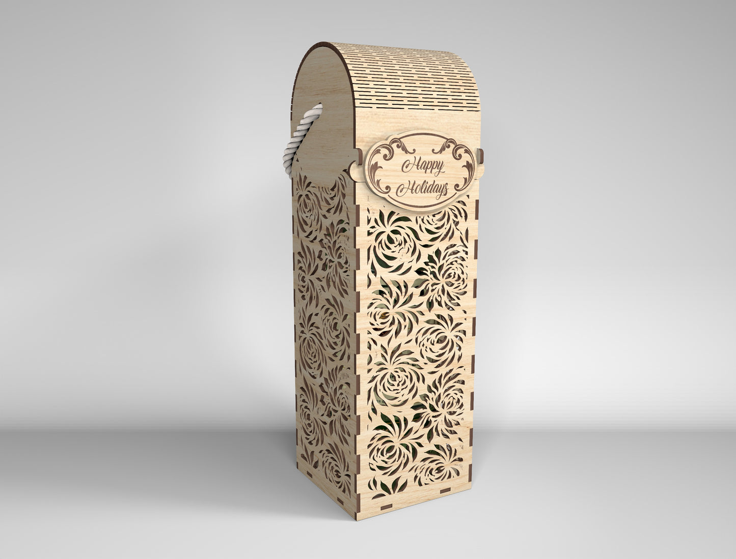 Wine Bottle Gift Box Bundle SVG Laser Cut File for Glowforge and xTool