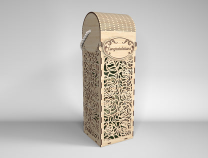 Wine Bottle Gift Box Bundle SVG Laser Cut File for Glowforge and xTool