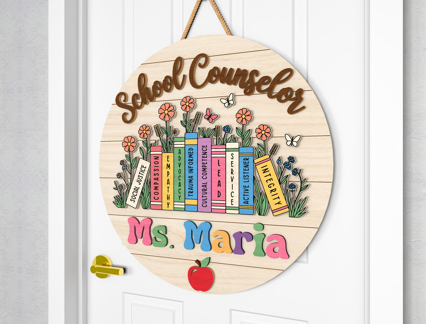 Personalized School Counselor Door Hanger SVG for xTool and Glowforge