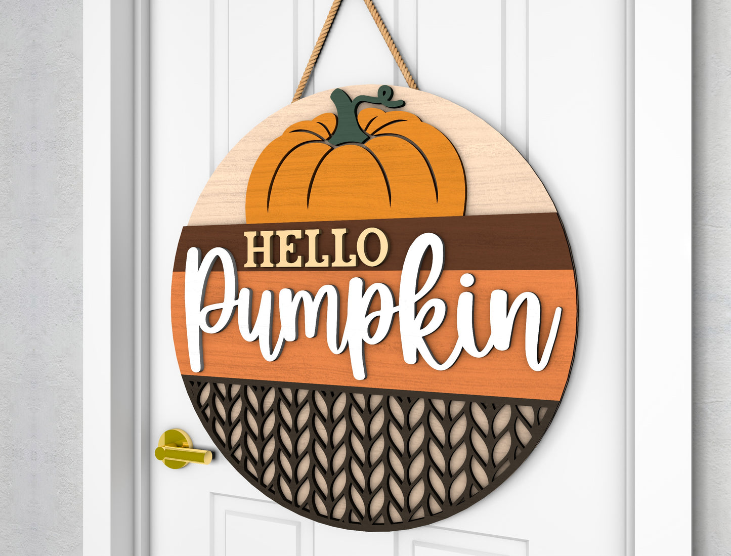 2 Fall Pumpkin Door Sign SVG Hello Fall Laser Cut Bundle for Glowforge